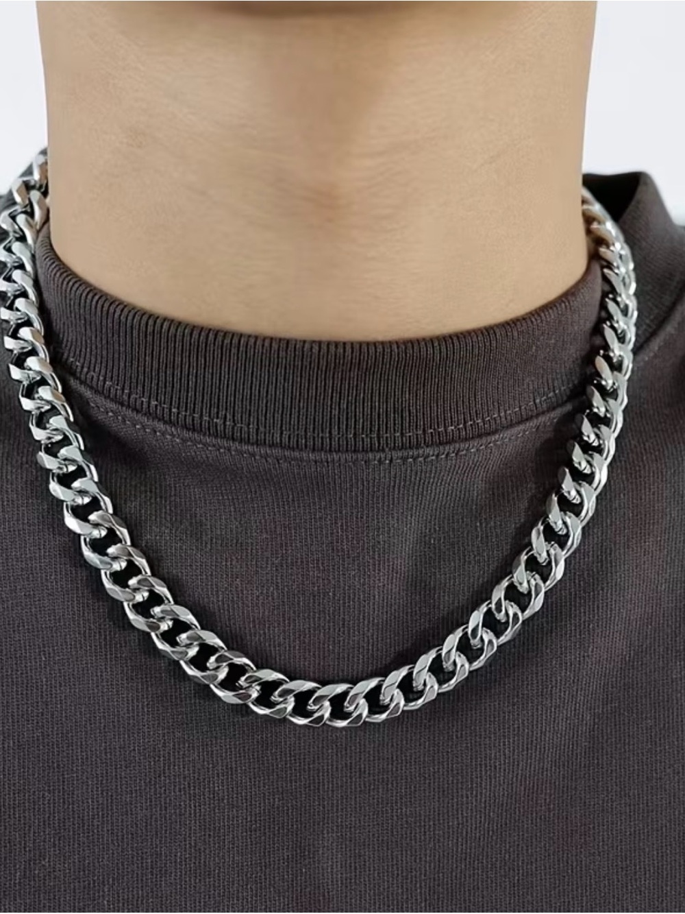 NWT Silver 7mm Stainless Steel Cuban Curb Chain